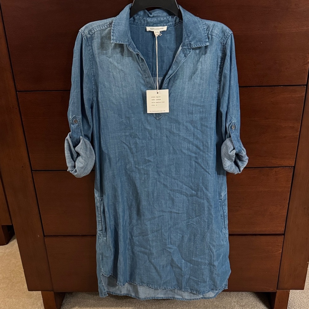 beachlunchlounge Chambray Blue Midi Dress NWT